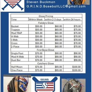 Baseball glove , Relacing, clean and condition. And glove break-in